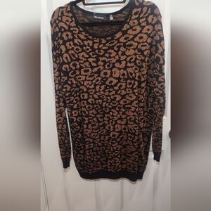 Nina Leonard Black and Brown Knit Dress